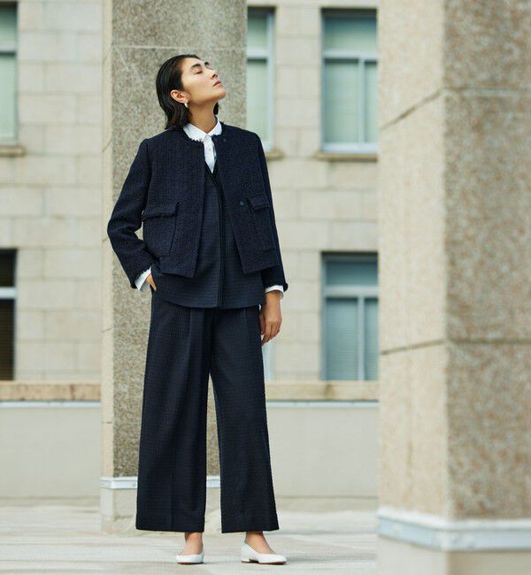 Ballsey「ライトファンシーツイード サスペンダーワイドパンツ」|その他|69 ネイビー