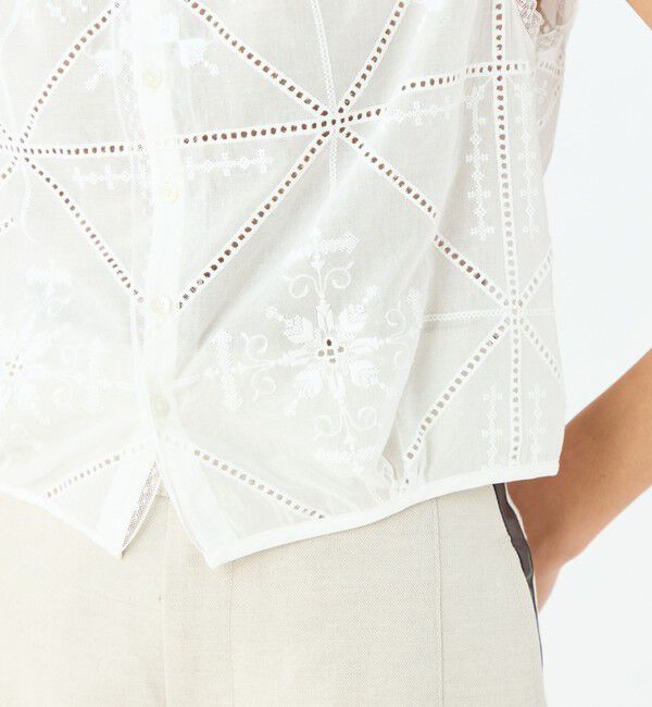 MACPHEE「ビンテージエンブロイダリー ショートブラウス」|シャツ・ブラウス|