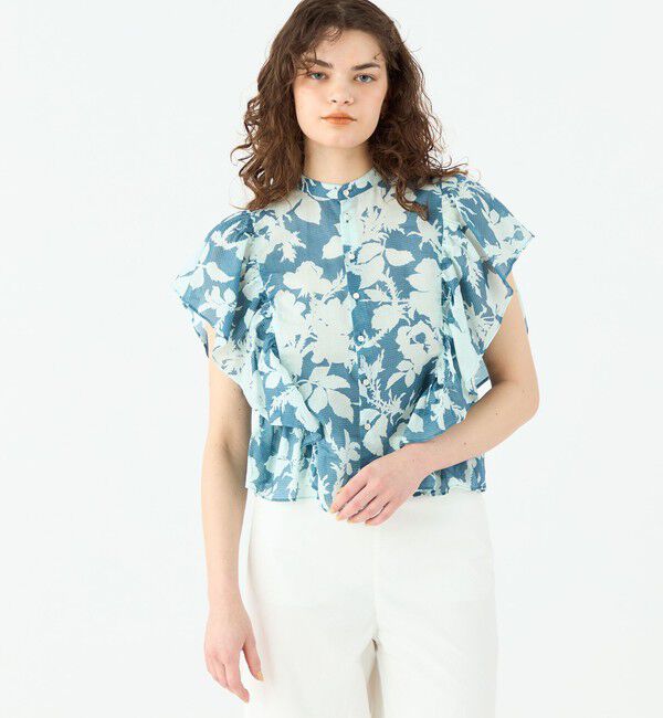 SOULEIADO「コットンリネンプリント バタフライスリーブブラウス」|シャツ・ブラウス|