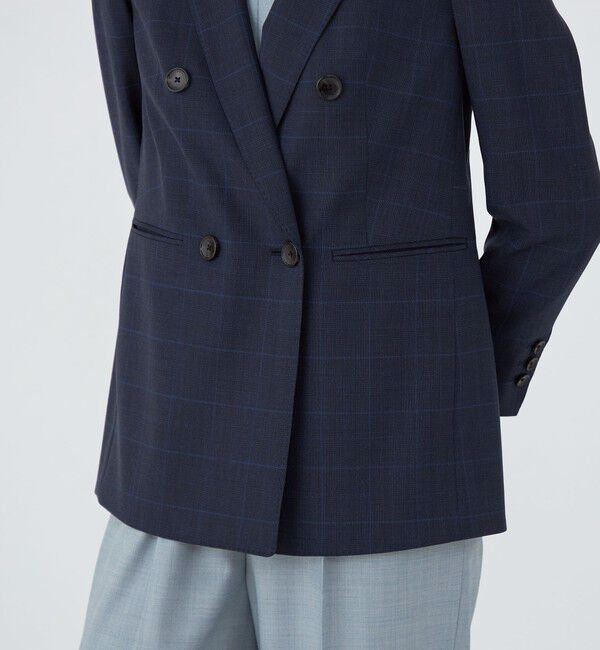 TOMORROWLAND collection「365 BLUE WINDOWPANE ダブルブレストジャケット」|テーラードジャケット|