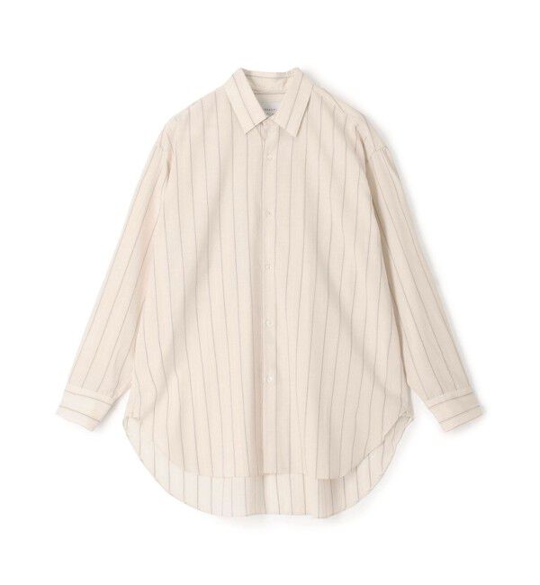 TOMORROWLAND MENS「ウールナイロンストライプ ロングスリーブ オーバーシャツ」|シャツ・ブラウス|44 ベージュ系