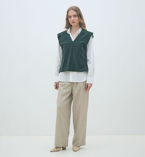 MACPHEE「ネップツイード タックテーパードパンツ」|スラックス|