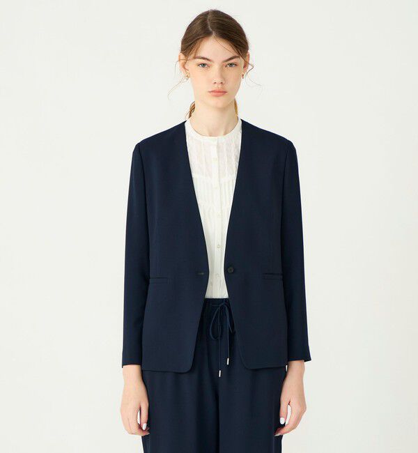 Ballsey「【WEB先行予約】サブレジョーゼット Vカラー1Bジャケット」|ノーカラージャケット|