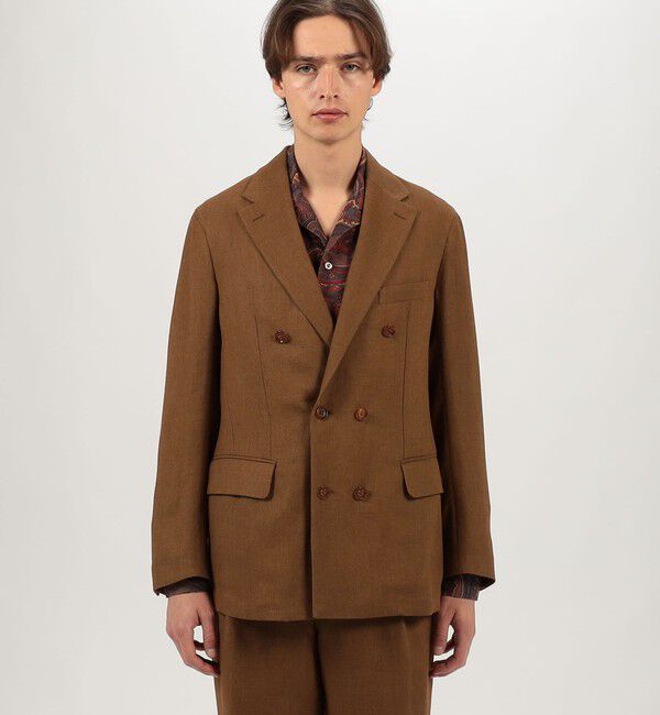 TOMORROWLAND MENS「ウールリネンメッシュシャンブレー ダブルブレステッド6Bジャケット」|テーラードジャケット|