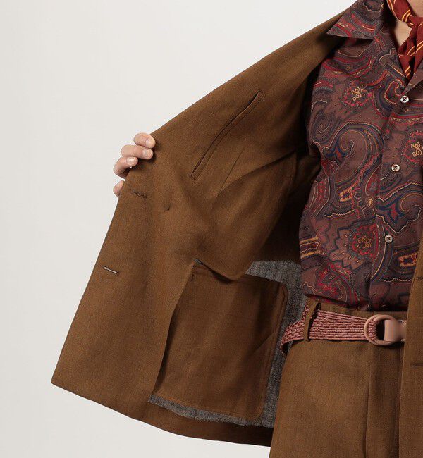 TOMORROWLAND MENS「ウールリネンメッシュシャンブレー ダブルブレステッド6Bジャケット」|テーラードジャケット|