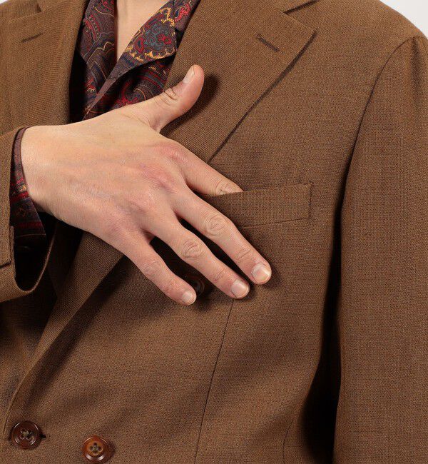 TOMORROWLAND MENS「ウールリネンメッシュシャンブレー ダブルブレステッド6Bジャケット」|テーラードジャケット|