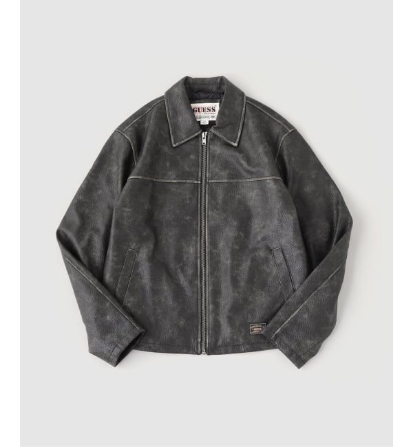 JOINT WORKS「GUESS Originals/ゲス オリジナルス Originals Pu Leather Jacket」|ライダースジャケット|ブラック