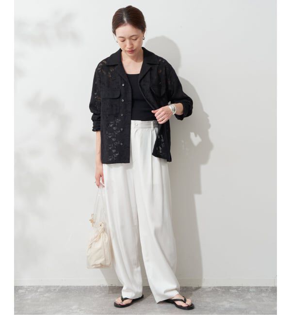 SLOBE IENA「ブロイダーレースオープンカラーシャツ」|シャツ・ブラウス|