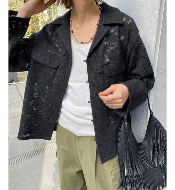 SLOBE IENA「ブロイダーレースオープンカラーシャツ」|シャツ・ブラウス|