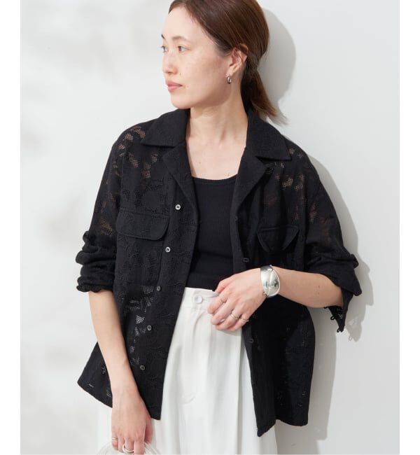 SLOBE IENA「ブロイダーレースオープンカラーシャツ」|シャツ・ブラウス|
