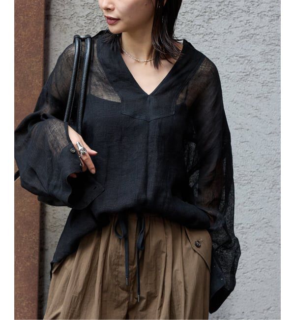 JOURNAL STANDARD「《追加2》リネンメッシュシャツ」|シャツ・ブラウス|ブラック