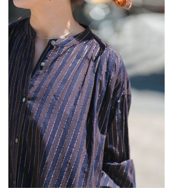 Spick and Span「HYU ストライプギャザーシャツワンピース」|ワンピース|