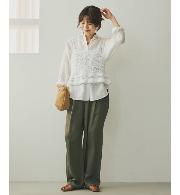 Spick and Span「コットンカギ針 ニットキャミソール」|キャミソール|