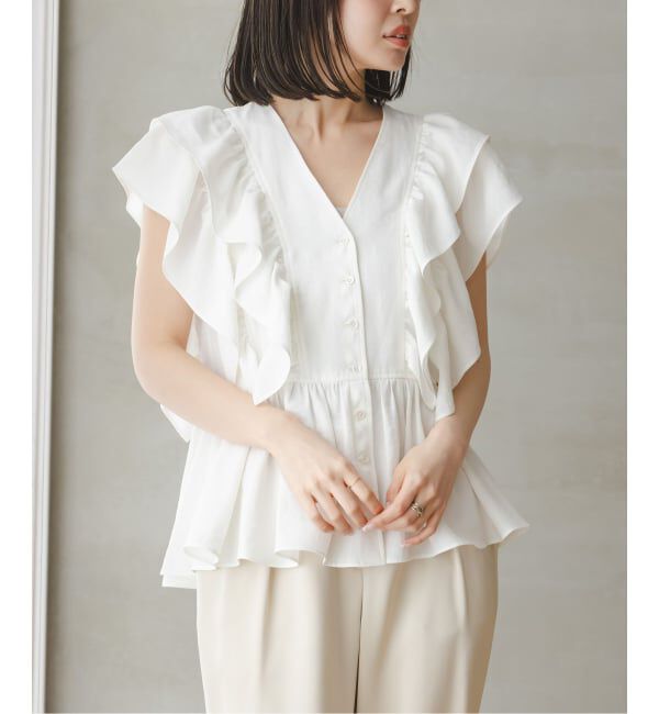 NOBLE「ウォーターエッジフリルブラウス」|シャツ・ブラウス|ホワイト