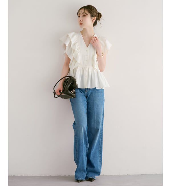 NOBLE「ウォーターエッジフリルブラウス」|シャツ・ブラウス|