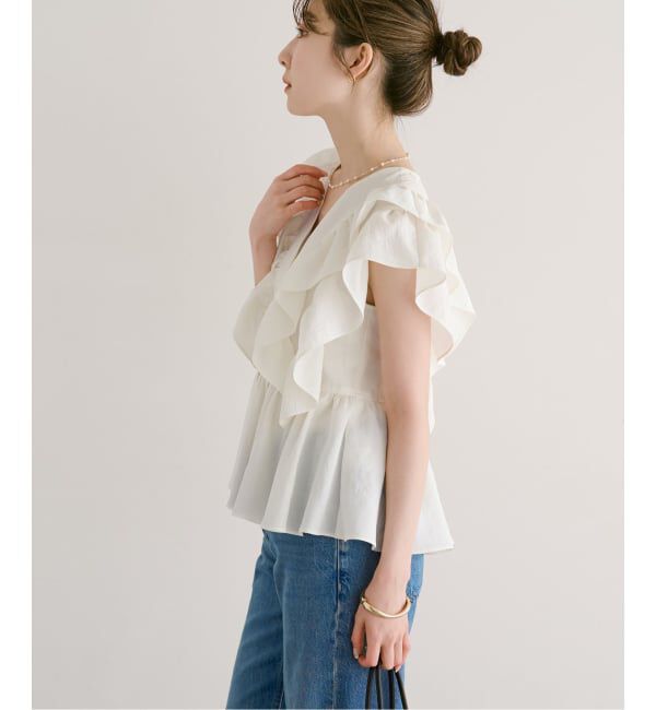 NOBLE「ウォーターエッジフリルブラウス」|シャツ・ブラウス|