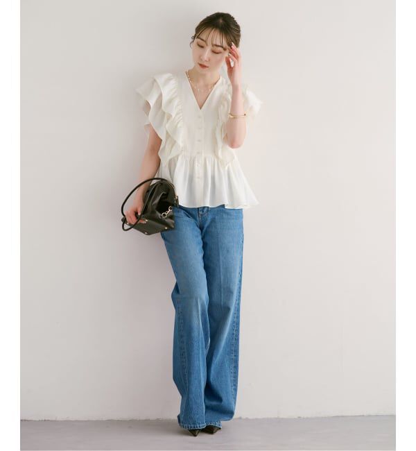 NOBLE「ウォーターエッジフリルブラウス」|シャツ・ブラウス|