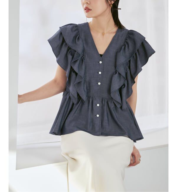 NOBLE「ウォーターエッジフリルブラウス」|シャツ・ブラウス|