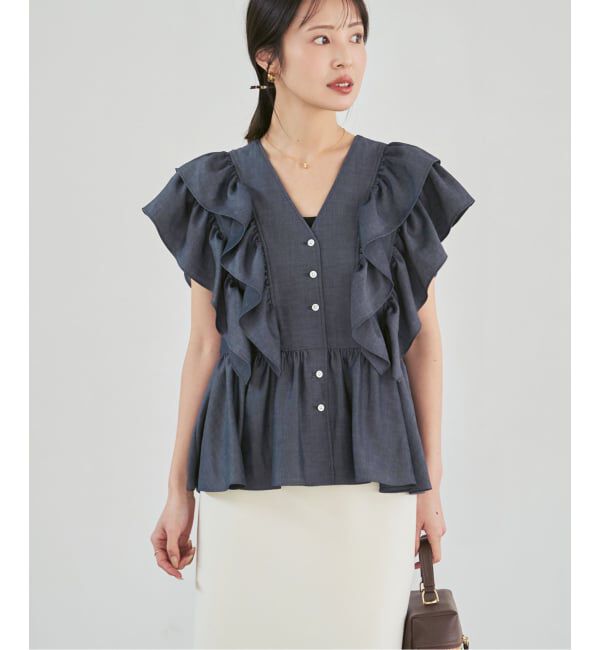 NOBLE「ウォーターエッジフリルブラウス」|シャツ・ブラウス|
