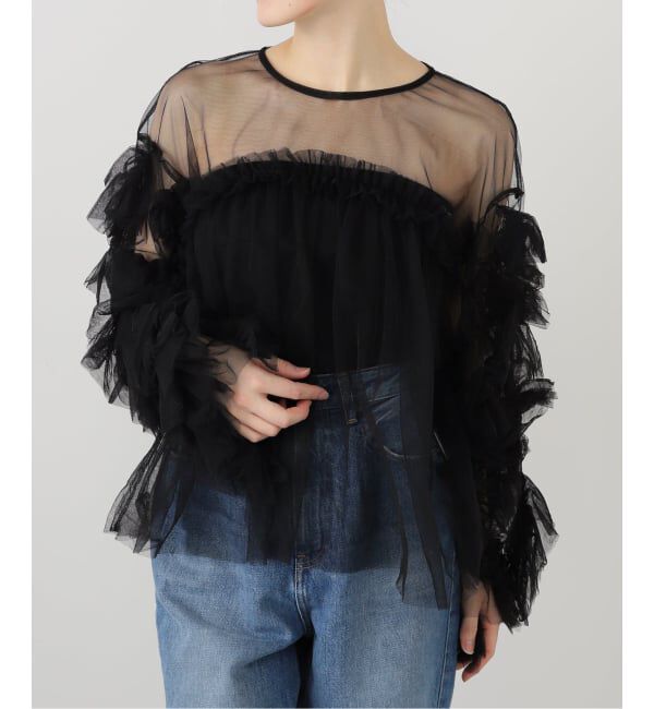  「《追加3》デコラティブチュールトップス」|シャツ・ブラウス|ブラック