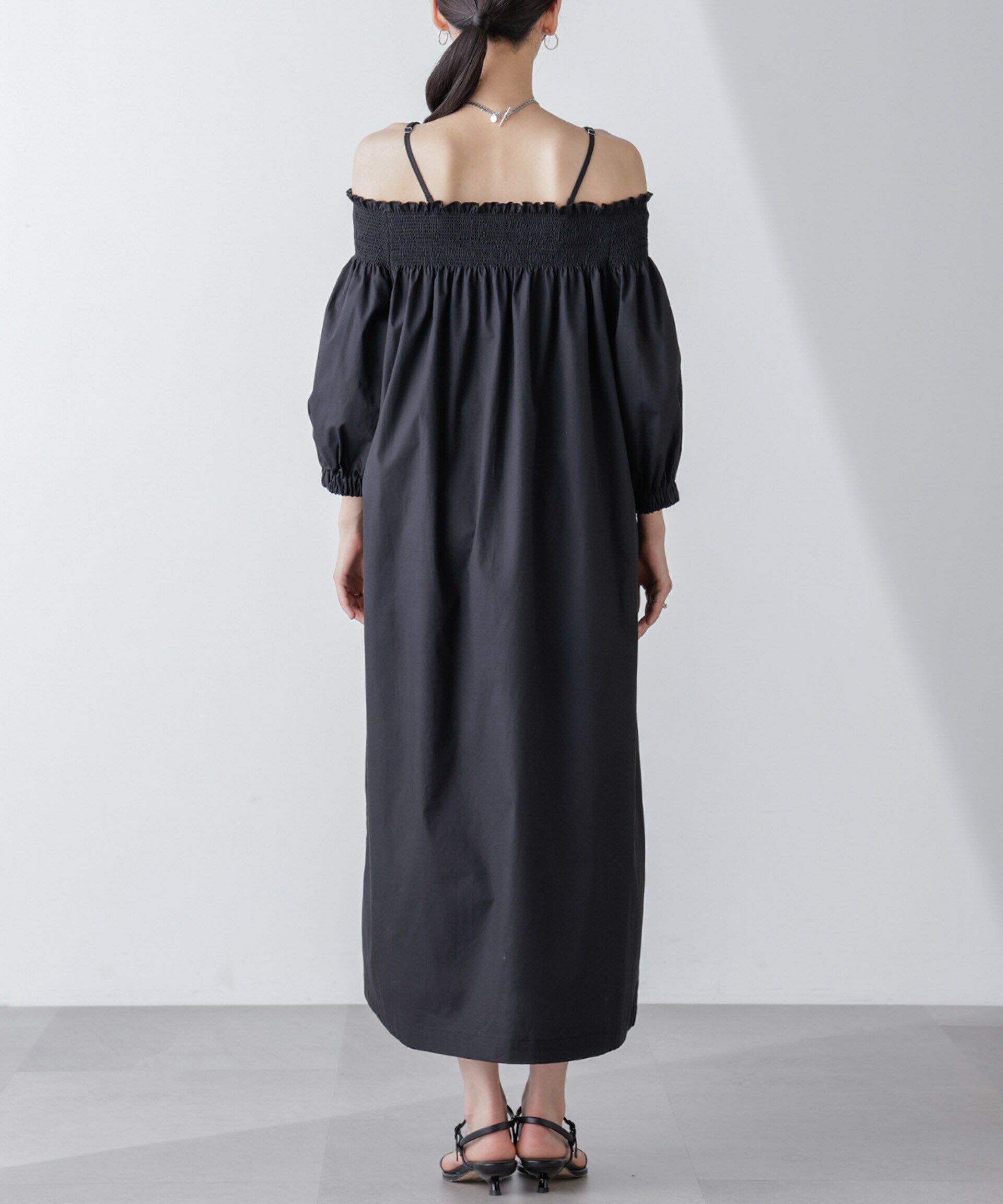 nano･universe「2wayシャーリングオフショルダーワンピース」|ワンピース|