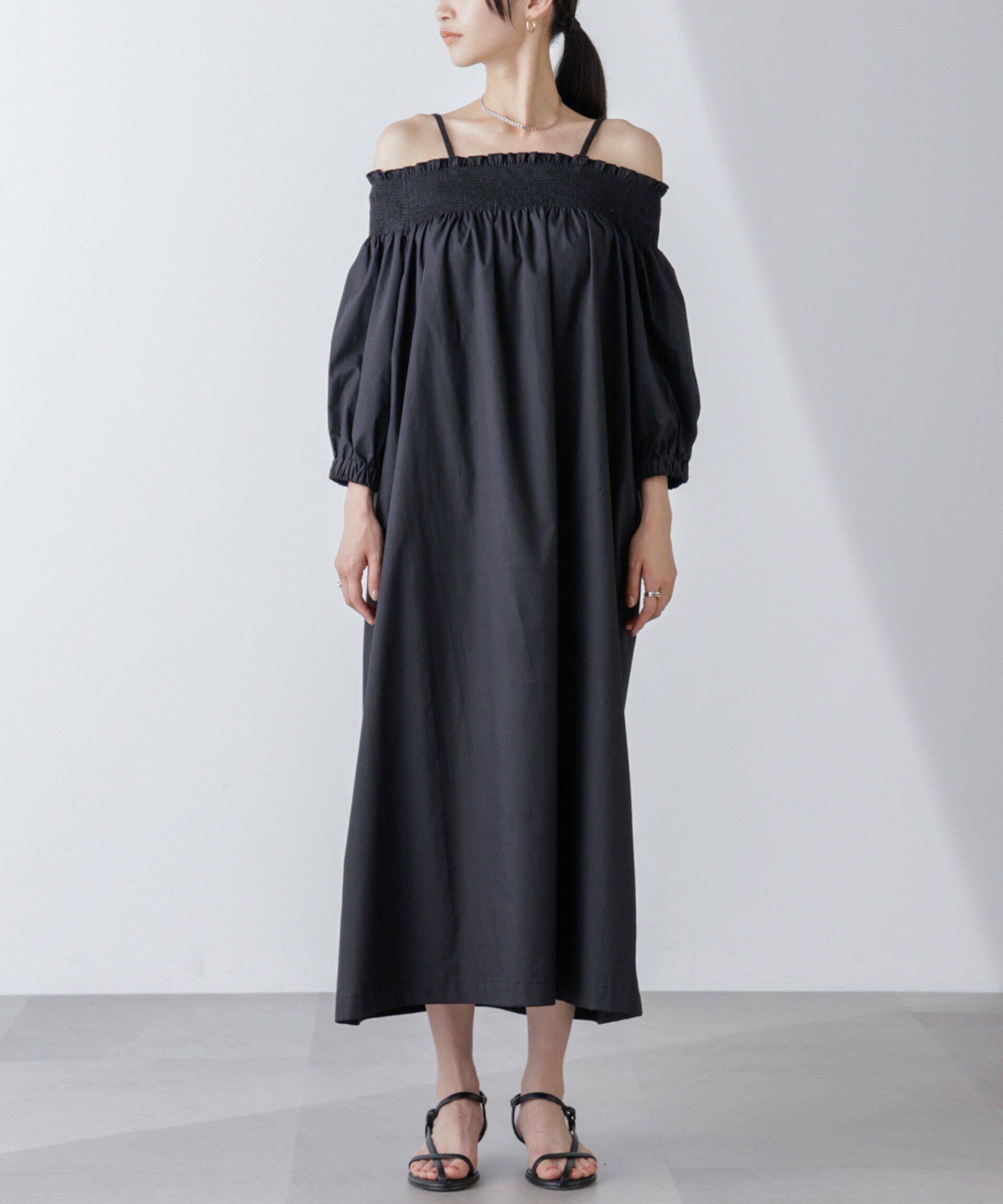 nano･universe「2wayシャーリングオフショルダーワンピース」|ワンピース|