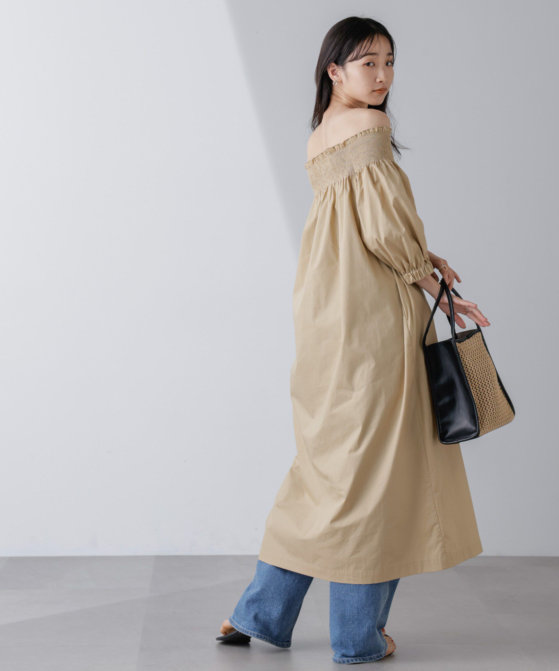 nano･universe「2wayシャーリングオフショルダーワンピース」|ワンピース|