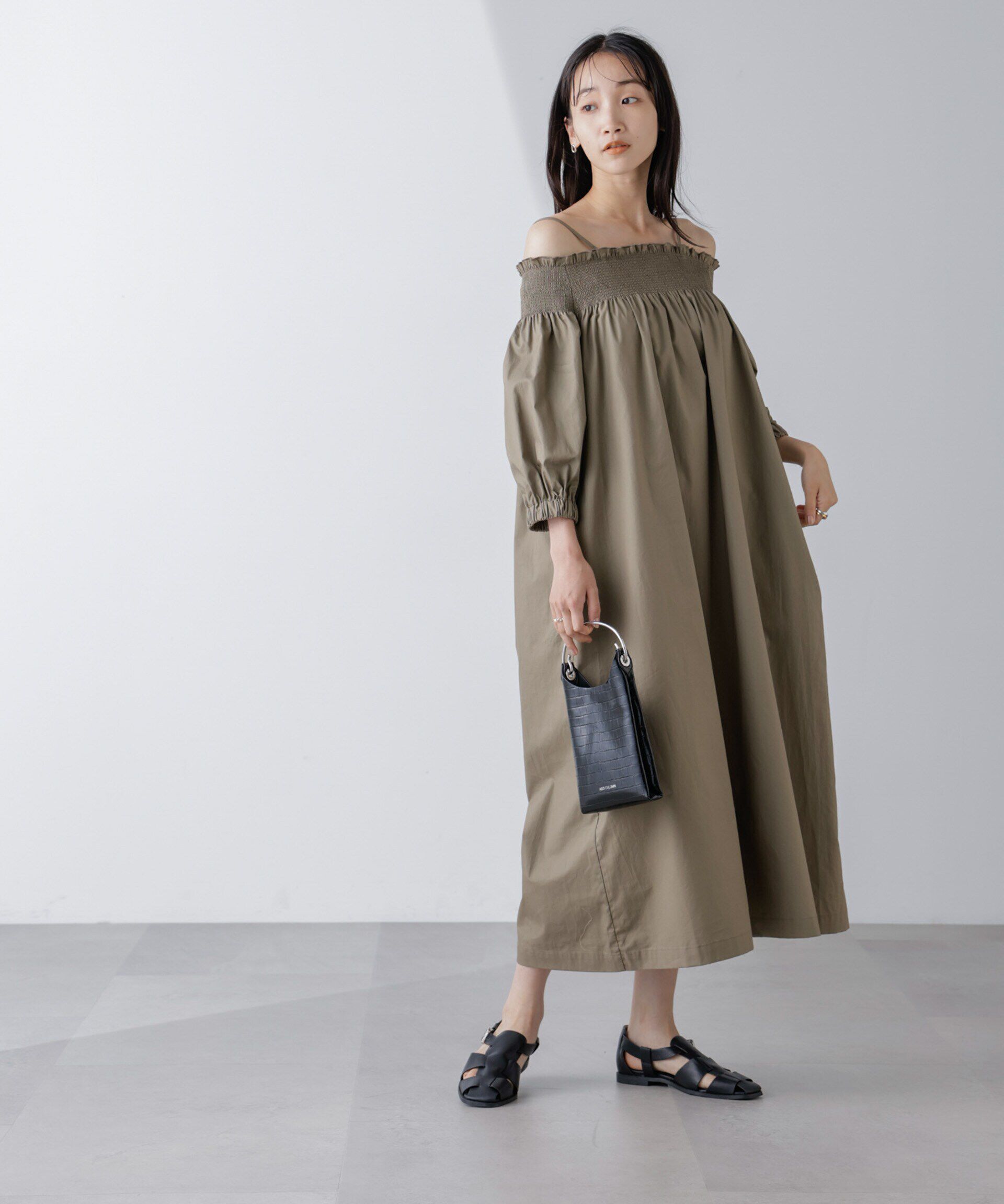 nano･universe「2wayシャーリングオフショルダーワンピース」|ワンピース|