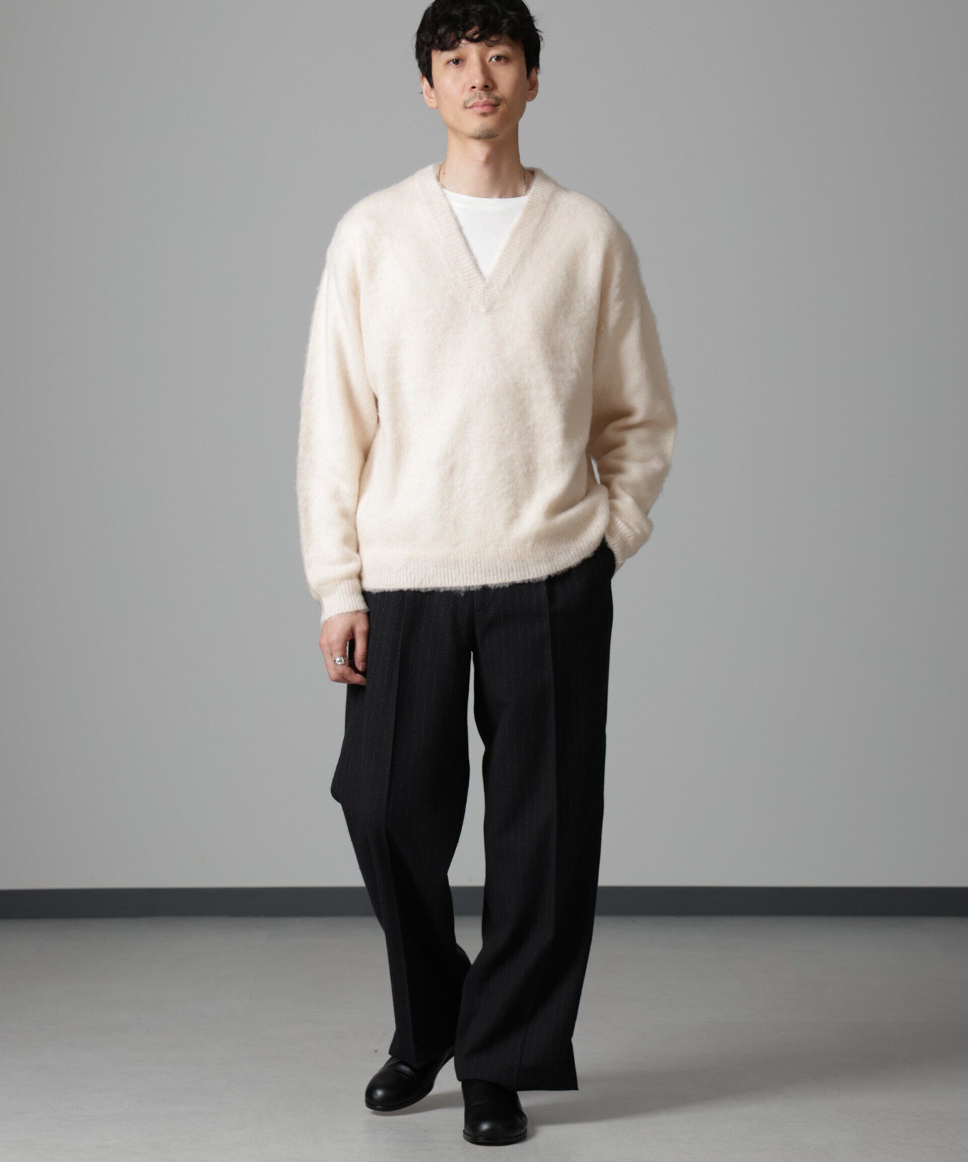 nano･universe「モヘヤブレンド起毛Vネックニット」|ニット・セーター|