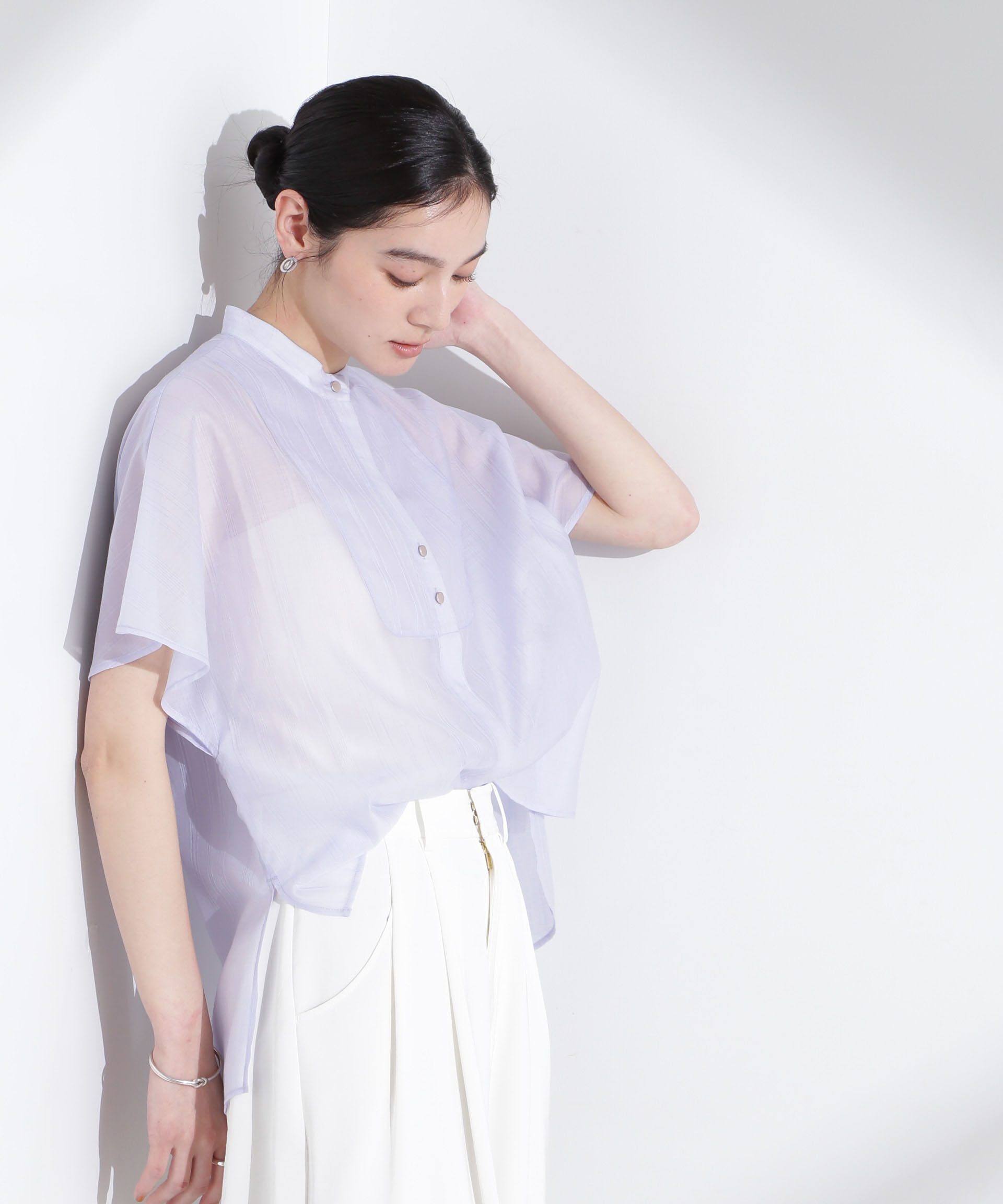 nano･universe「ポンチョデザインシャツ」|シャツ・ブラウス|L.ブルー1