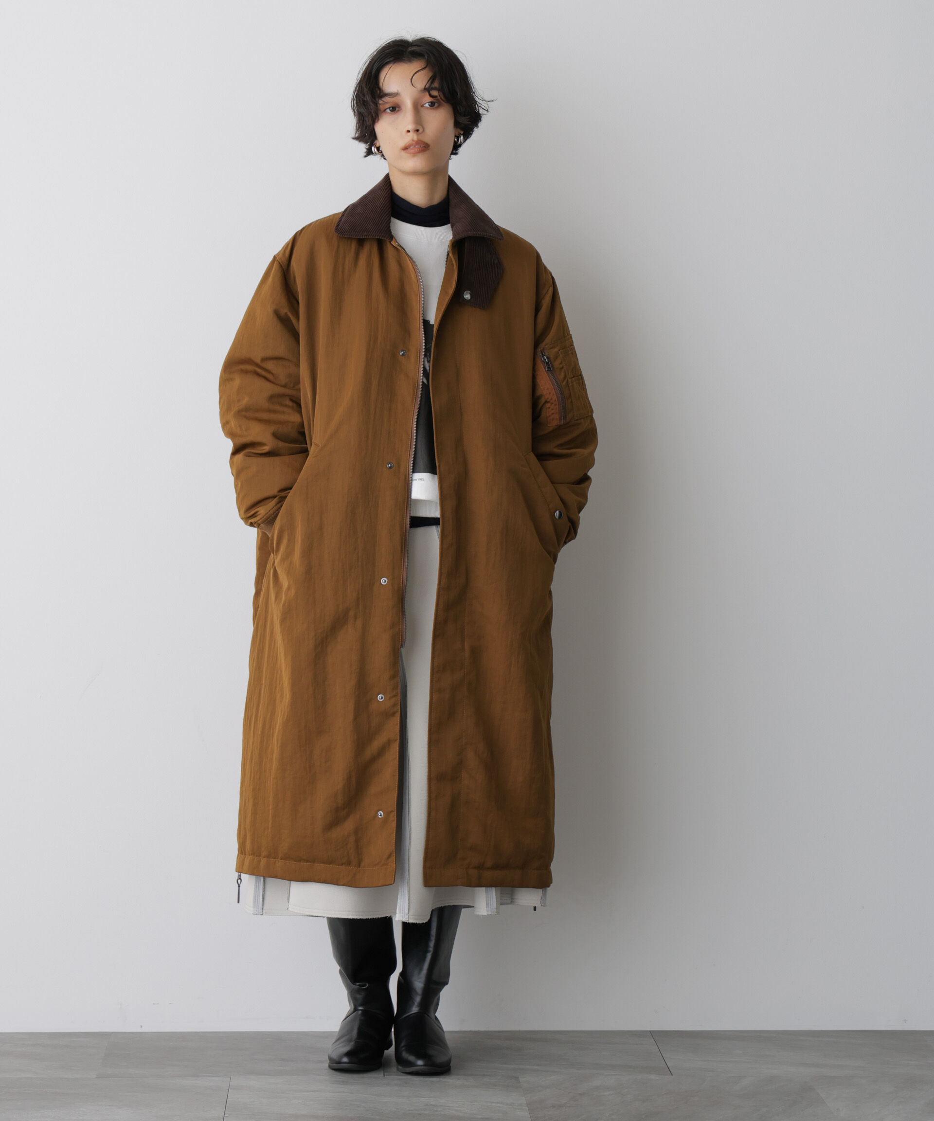 nano･universe「「STEVELOUR」「西川ダウン(R)」ミリタリーロングコート」|ダウン|キャメル4