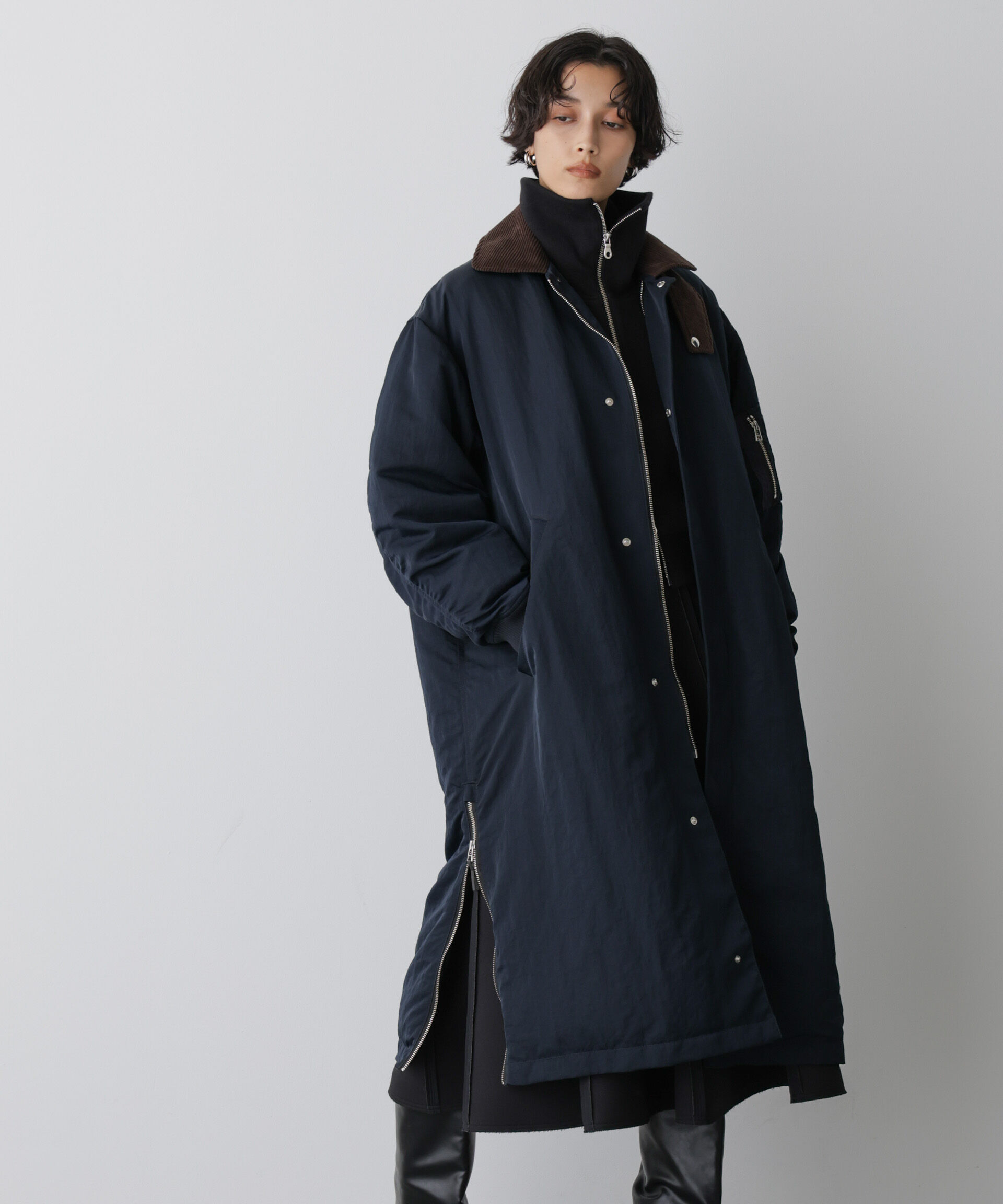 nano･universe「「STEVELOUR」「西川ダウン(R)」ミリタリーロングコート」|ダウン|