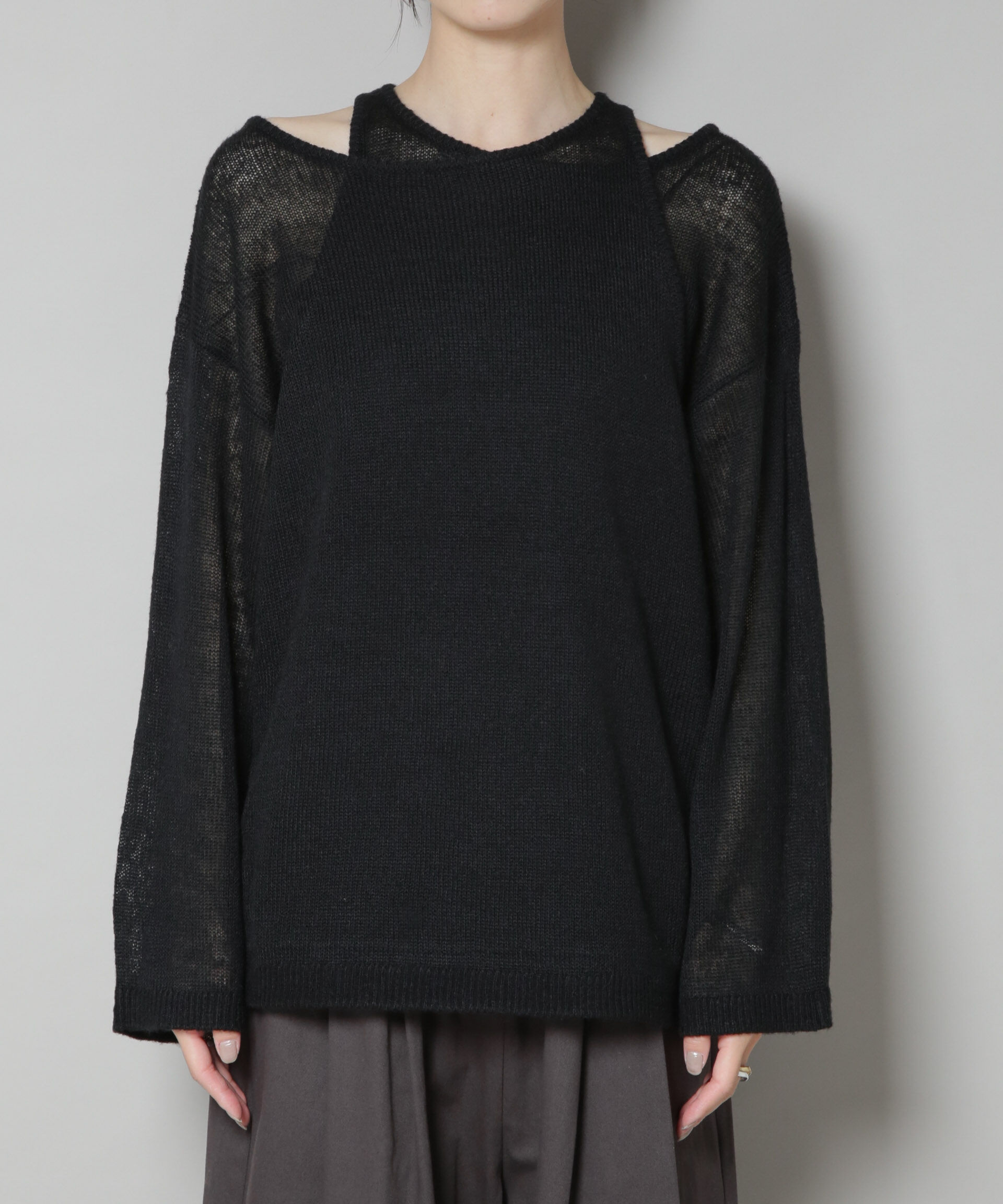 nano･universe「アメスリレイヤードデザインニット」|ニット・セーター|