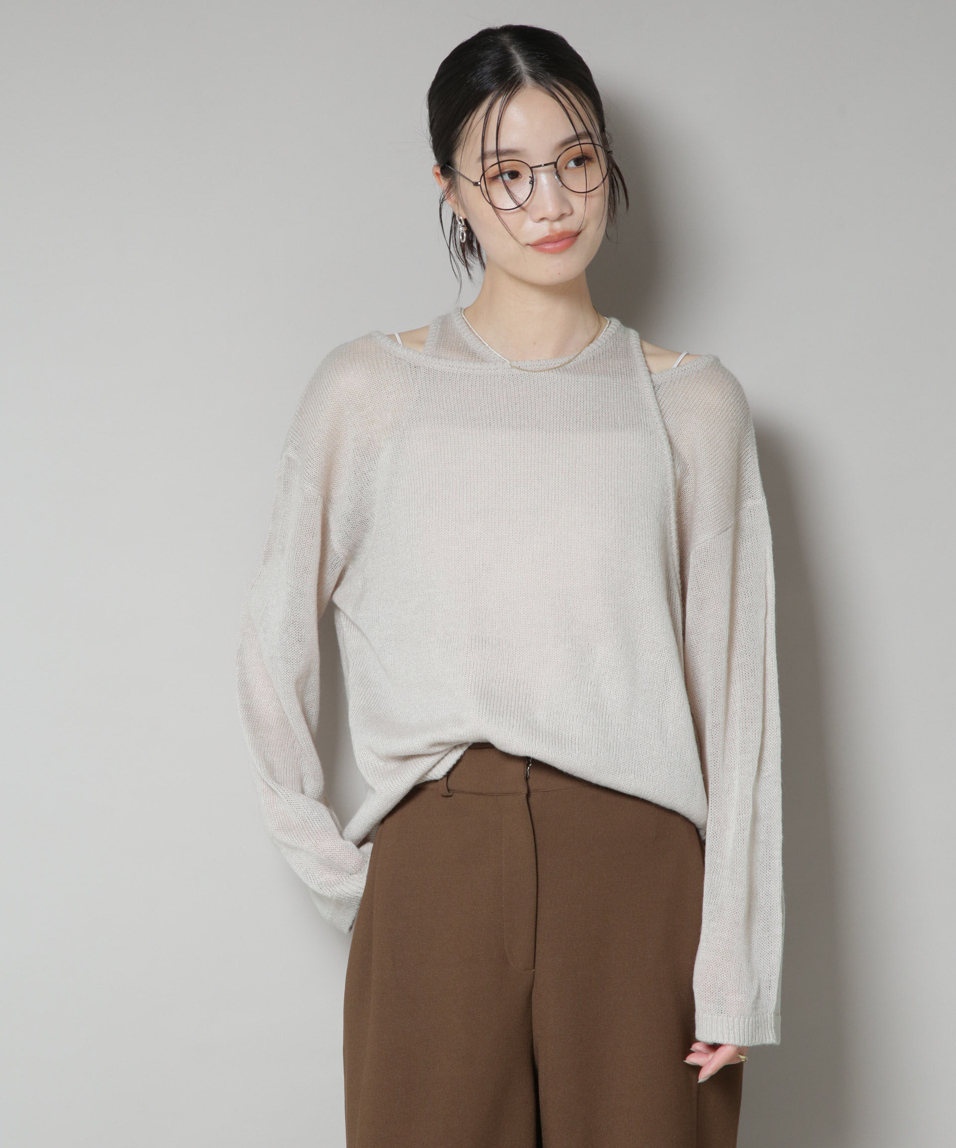 nano･universe「アメスリレイヤードデザインニット」|ニット・セーター|