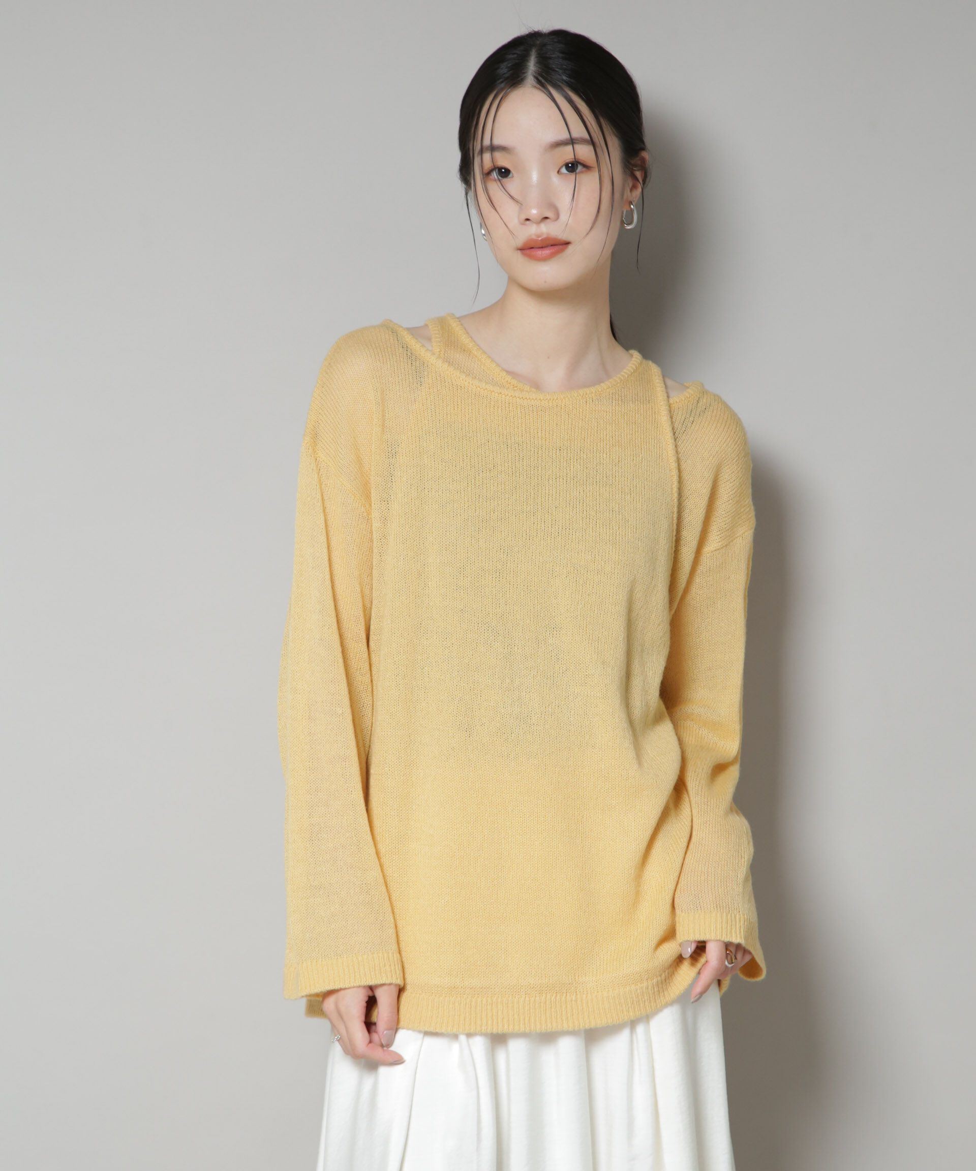 nano･universe「アメスリレイヤードデザインニット」|ニット・セーター|