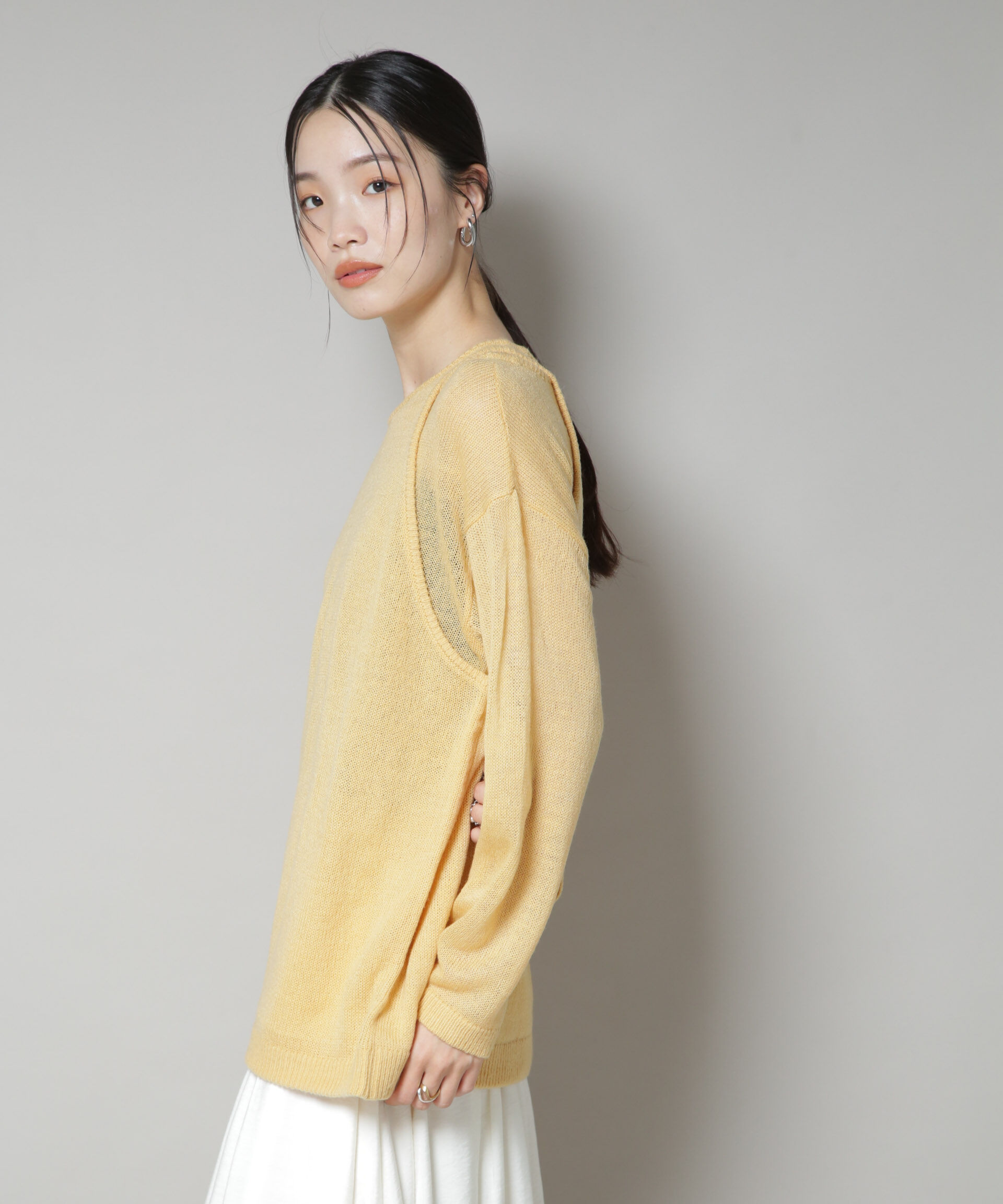 nano･universe「アメスリレイヤードデザインニット」|ニット・セーター|