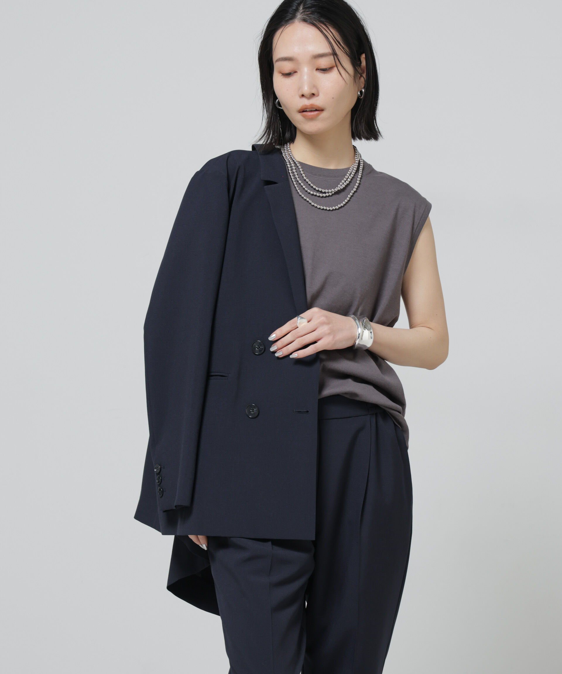 nano･universe「Anti Soaked(R) 汗染み防止ノースリーブTシャツ」|Tシャツ・カットソー|