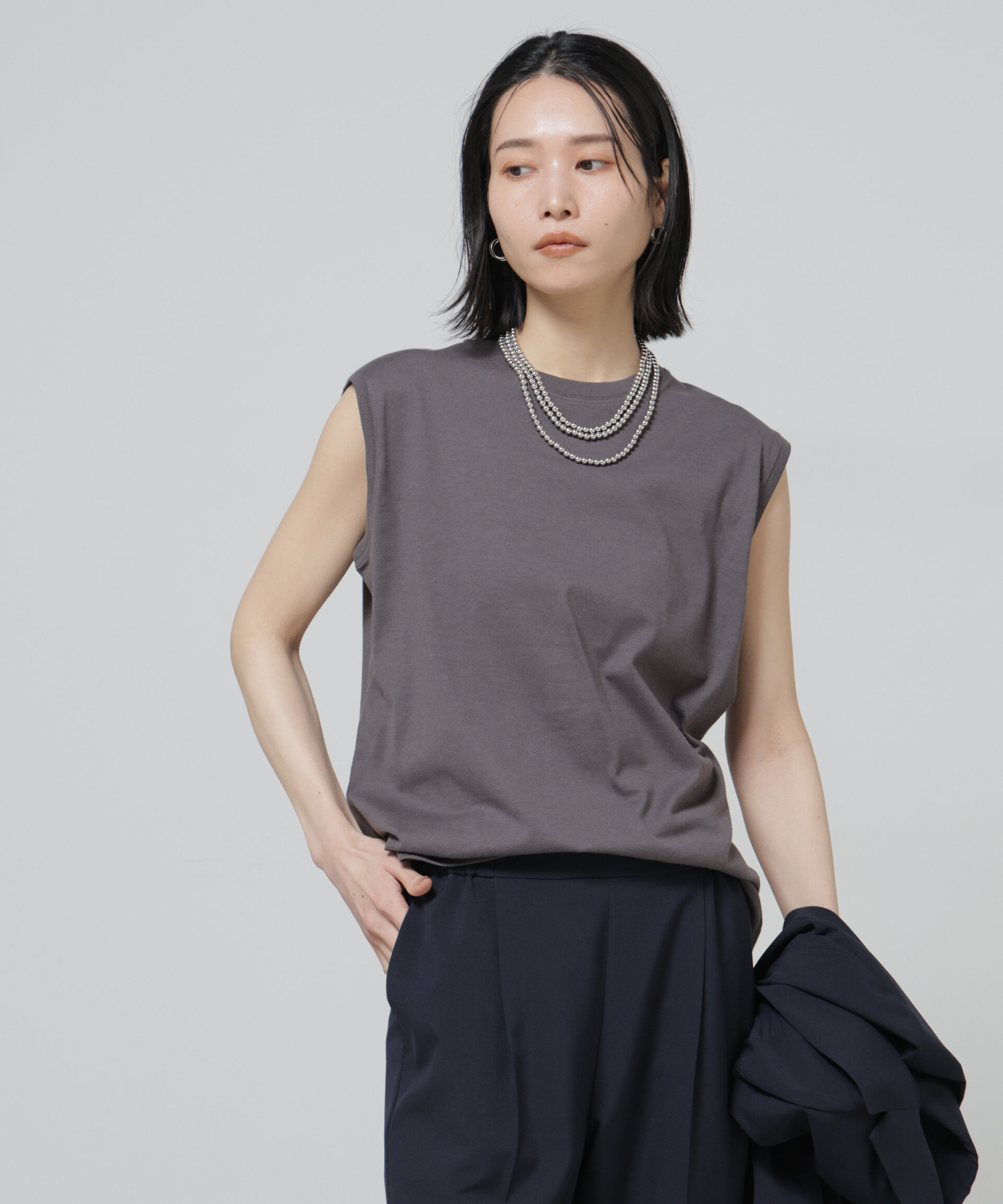 nano･universe「Anti Soaked(R) 汗染み防止ノースリーブTシャツ」|Tシャツ・カットソー|