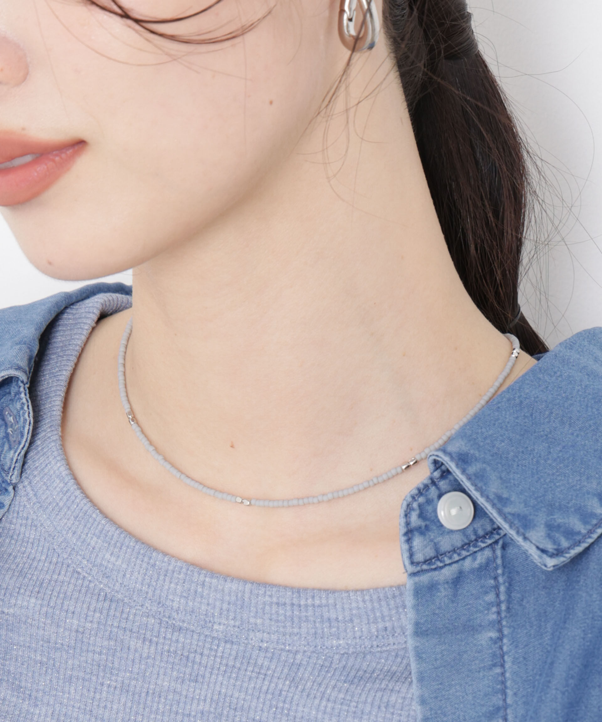 nano･universe「メタルビーズネックレス」|ネックレス|グレー