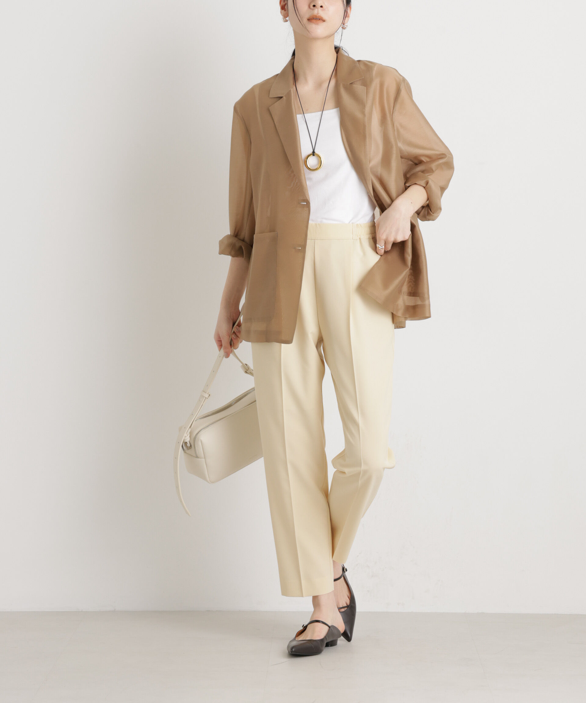 nano･universe「ライトファンクションイージーテーパードパンツ」|チノ|クリーム5