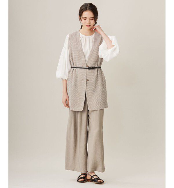 自由区「【洗える】ライトカラミミドル丈 ジレ」|ベスト・ジレ|