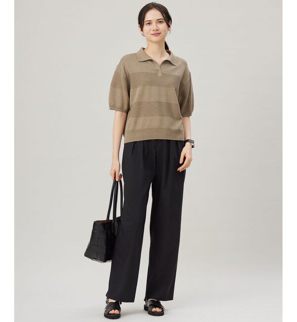 自由区「【洗える】ペーパーブレンドスキッパーポロ ニット」|ニット・セーター|