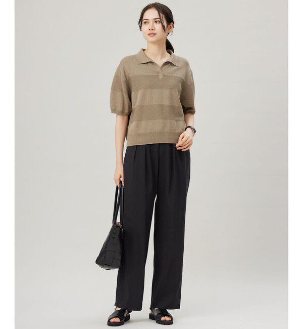 自由区「【洗える】ペーパーブレンドスキッパーポロ ニット」|ニット・セーター|