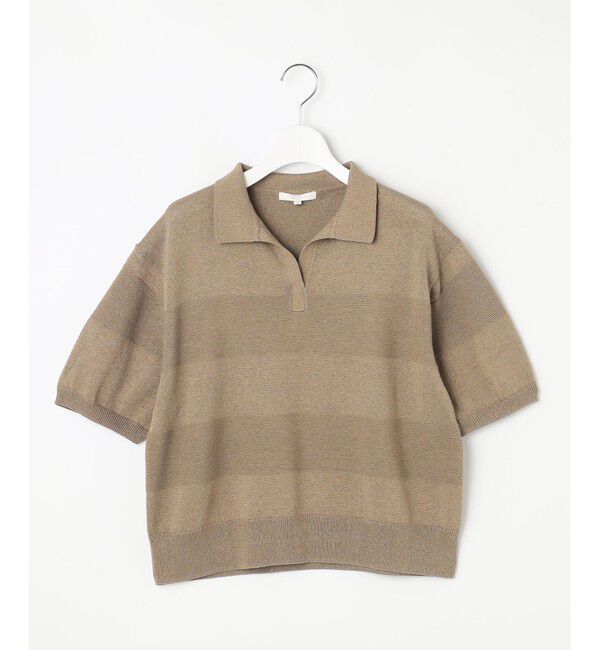 自由区「【洗える】ペーパーブレンドスキッパーポロ ニット」|ニット・セーター|