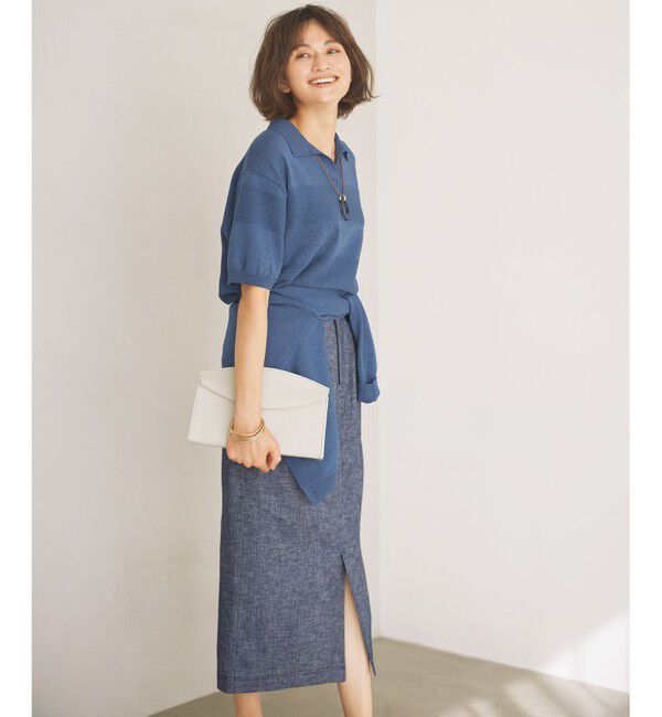 自由区「【洗える】ペーパーブレンドスキッパーポロ ニット」|ニット・セーター|