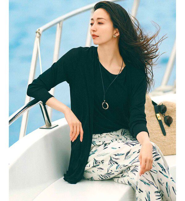 23区「【UVケア/接触冷感】マルチ機能 シアー ロング カーディガン」|カーディガン|ブラック系