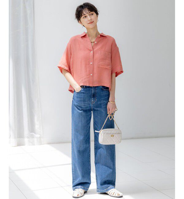 23区「【Oggi7月号掲載/洗える】LIBECOリネン クロップド デザイン シャツ」|シャツ・ブラウス|