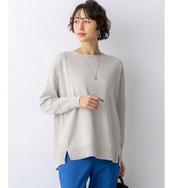 23区「コットンポリエステルストレッチ オーバーサイズ ニット」|ニット・セーター|ベージュ系