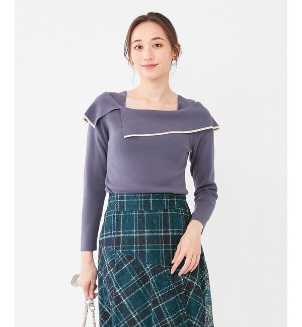 any SiS「【洗える】フレアカラープルオーバー」|ニット・セーター|モーブ