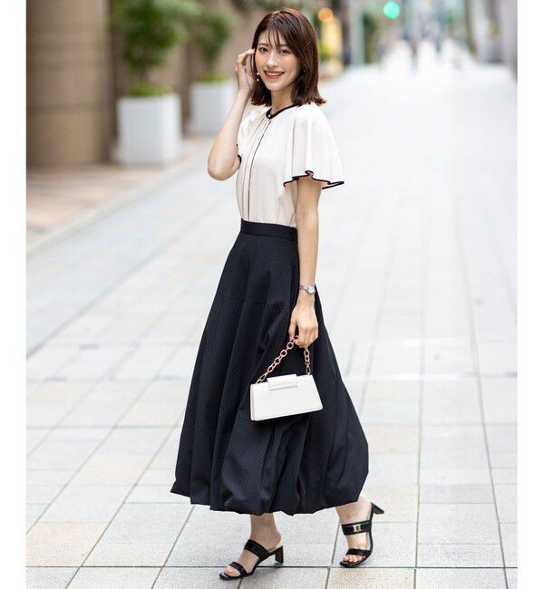 ANY SIS「【洗える】バイカラーフレア ブラウス」|シャツ・ブラウス|